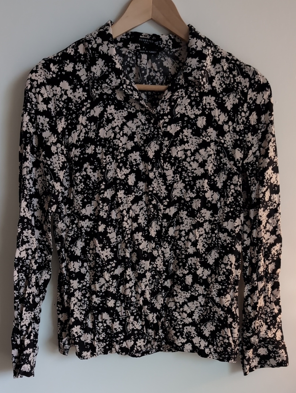 Reserved Black Floral Button-Up Blouse